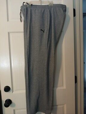 Puma Men's Light Gray Athletic Sweatpants with Black Logo